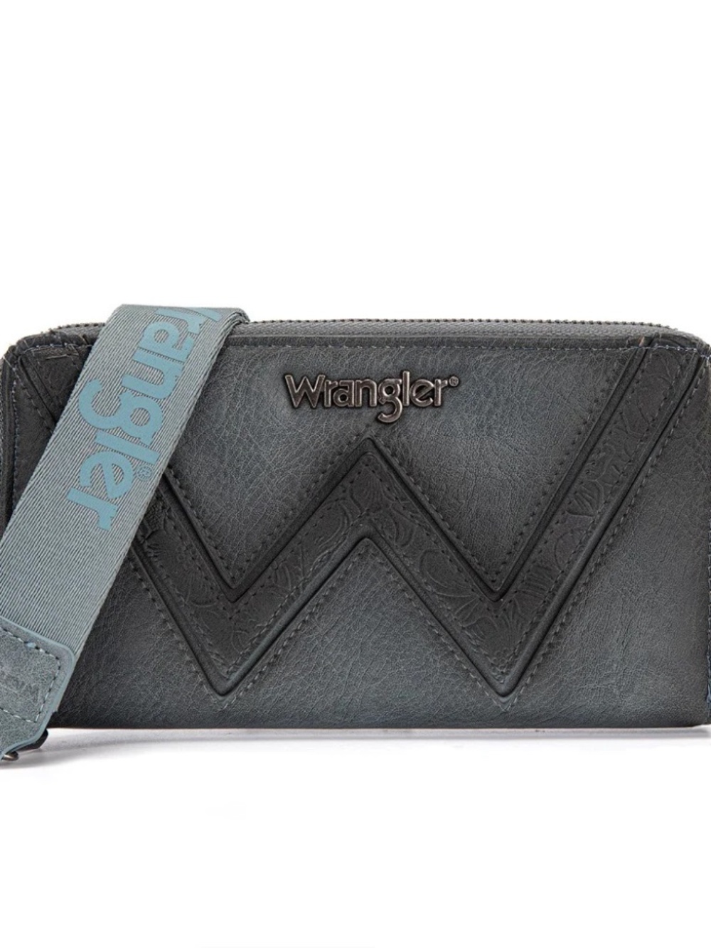 Wrangler Chevron Stitch Zip Around Wristlet Wallet Jean
